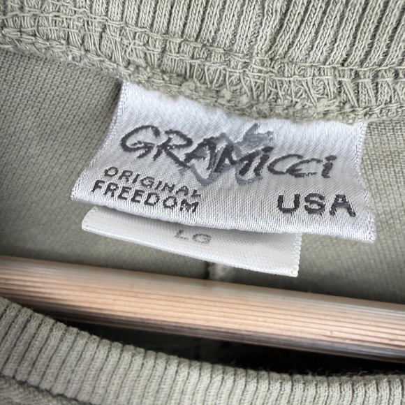 Gramicci Original Freedom Mens Large Olive Green Cotton Gusset T-Shirt RN54023 - Picture 4 of 8